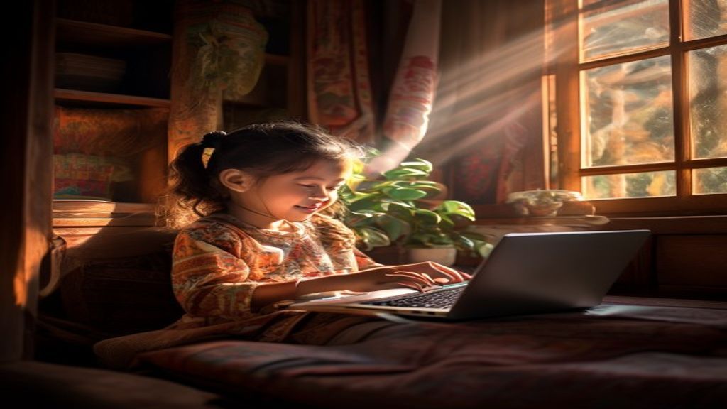 Siswa belajar membaca secara online di Magetan dengan tutor berpengalaman.