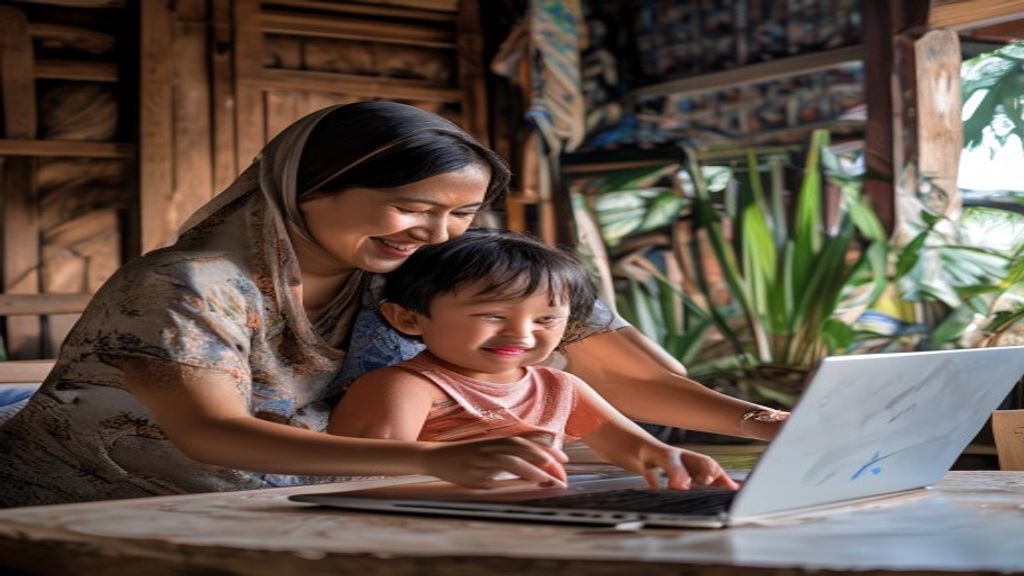 Ilustrasi les online untuk TK dan PAUD di Magetan, siswa belajar interaktif lewat platform digital.