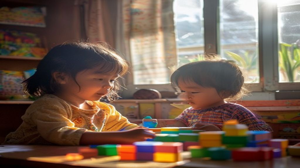 Anak balita bermain sambil belajar, menunjukkan tumbuh kembang optimal pada usia dini.