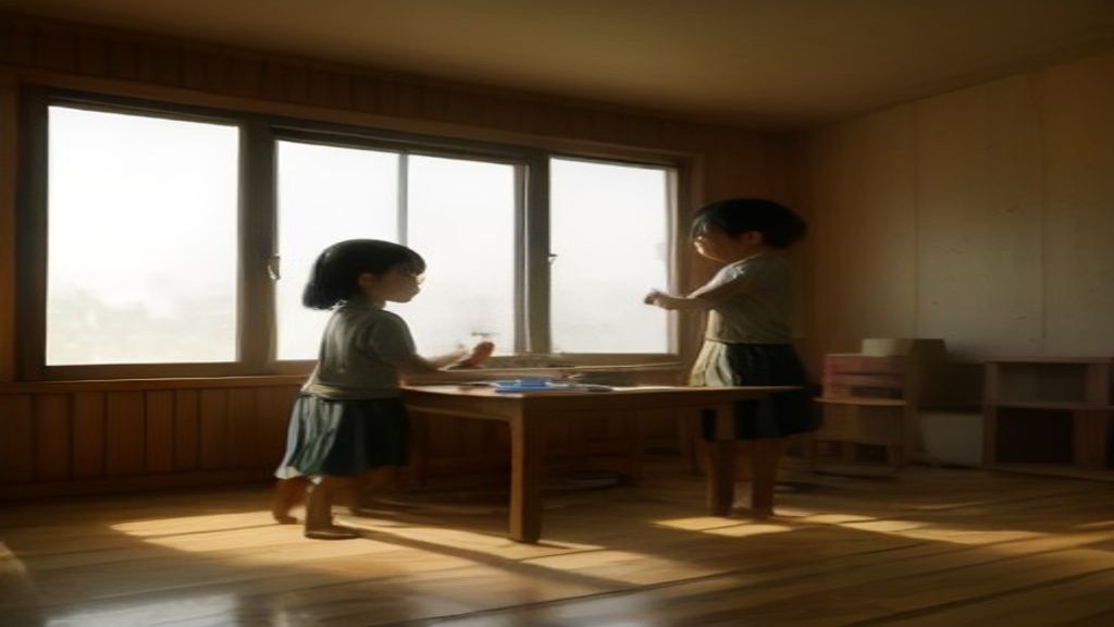 Foto anak bermain kreatif dengan perlengkapan seni di ruang keluarga, ide kegiatan rumah untuk mengembangkan imajinasi.
